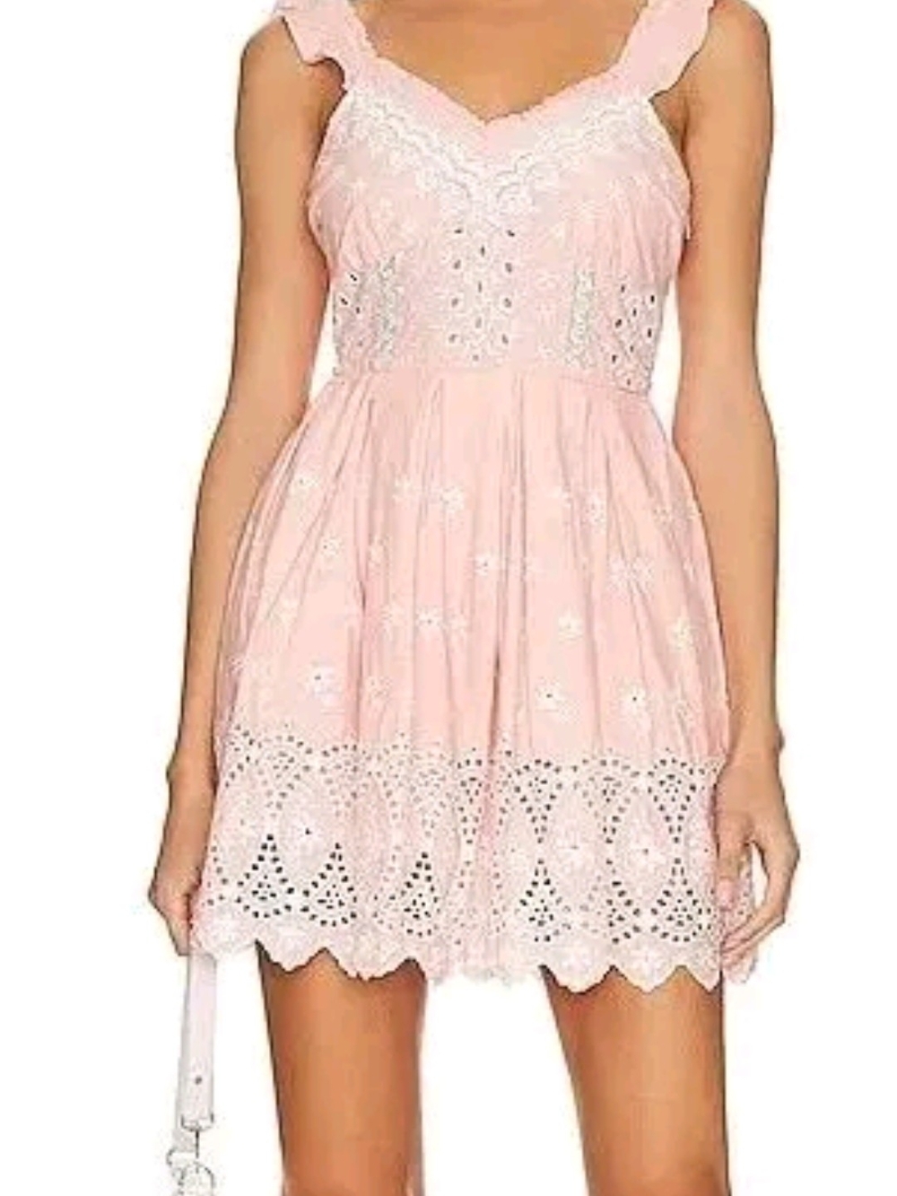 LoveShackFancy Mochi Dress Floral Eyelet Mini Dress in Pink Size 6 - Picture 3 of 6